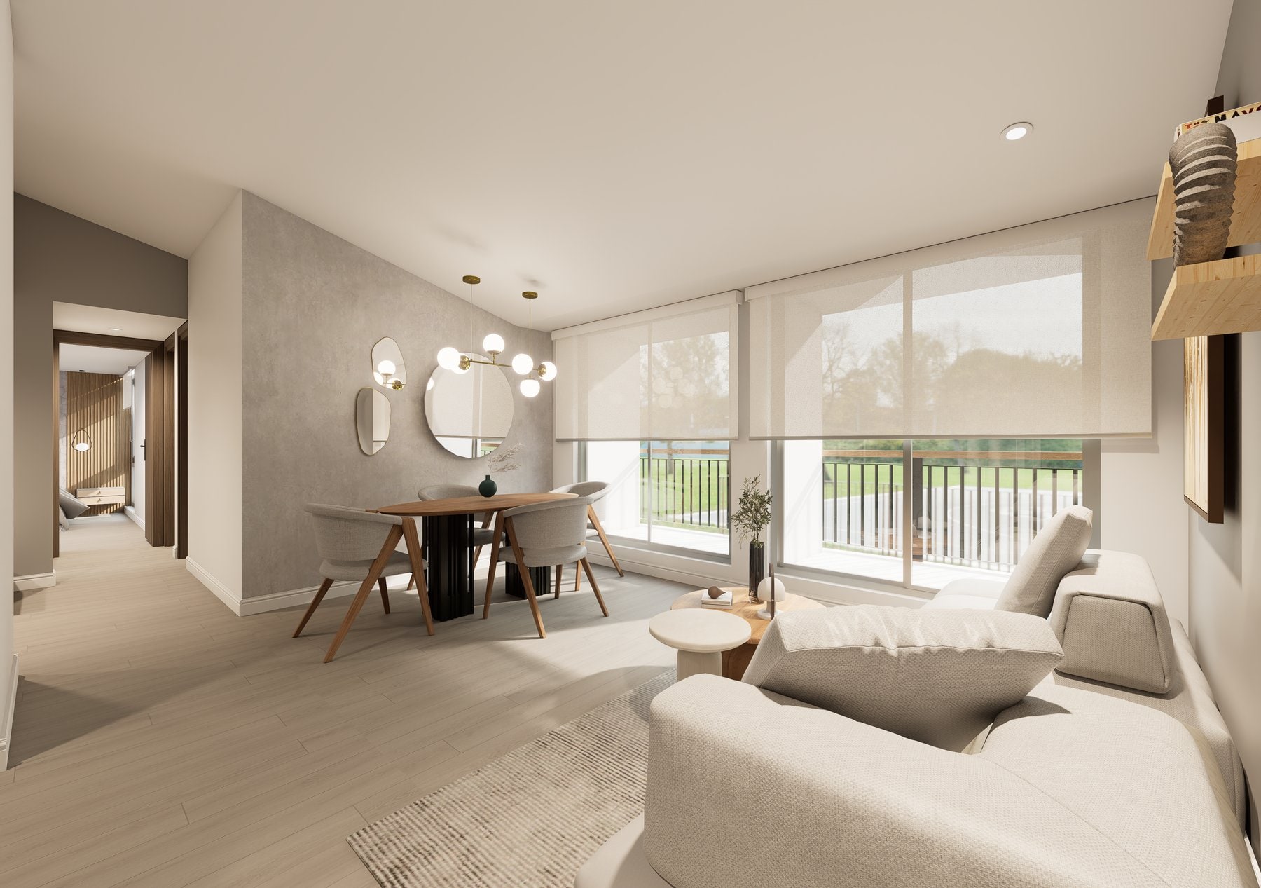 Sala del apartamento Huertas de Cajicá tras la remodelación